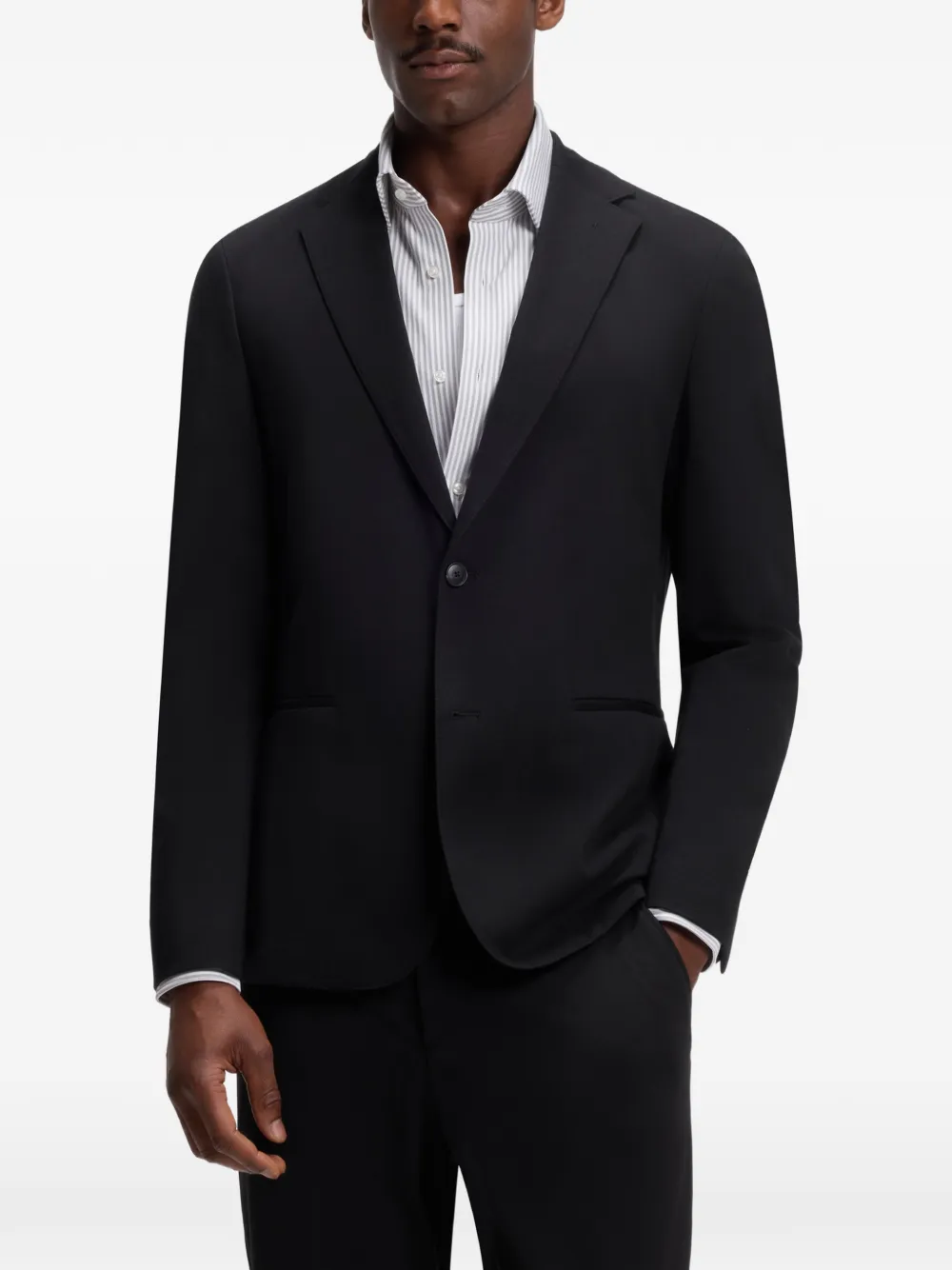 BOSS Blazer met bewerkte revers Zwart