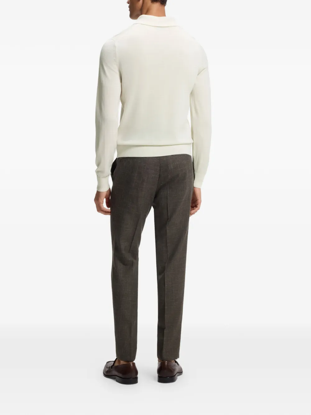 BOSS Poloshirt met lange mouwen Beige