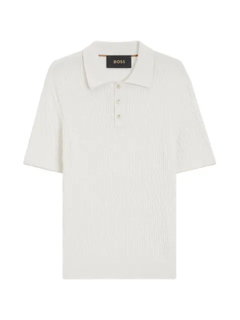 BOSS cable-knit polo shirt