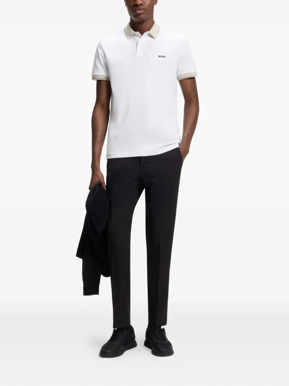 BOSS Poloshirt met logoprint Wit