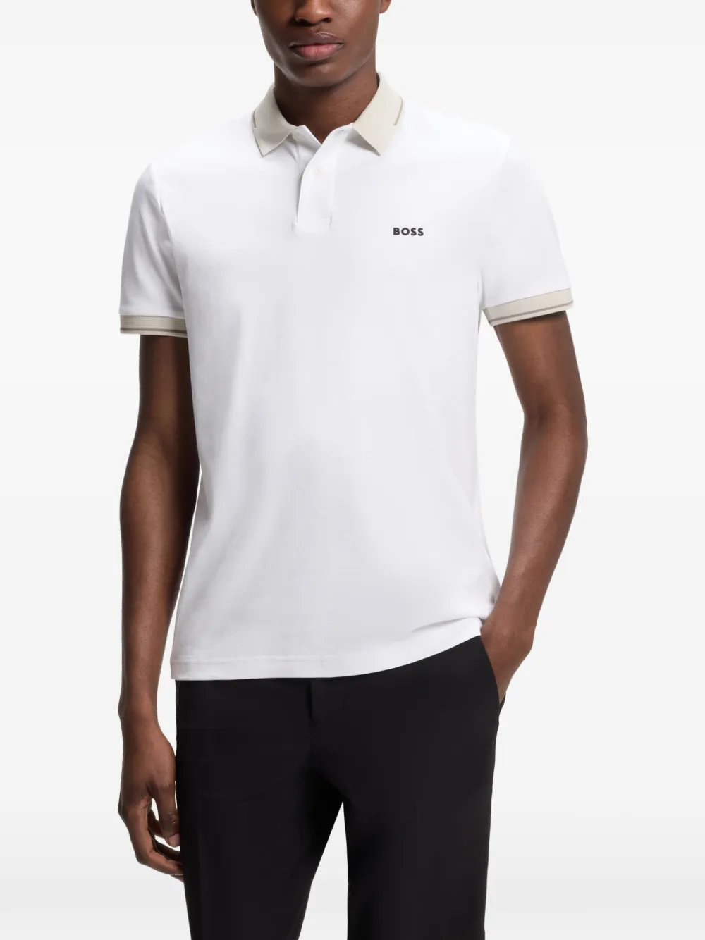 BOSS Poloshirt met logoprint Wit