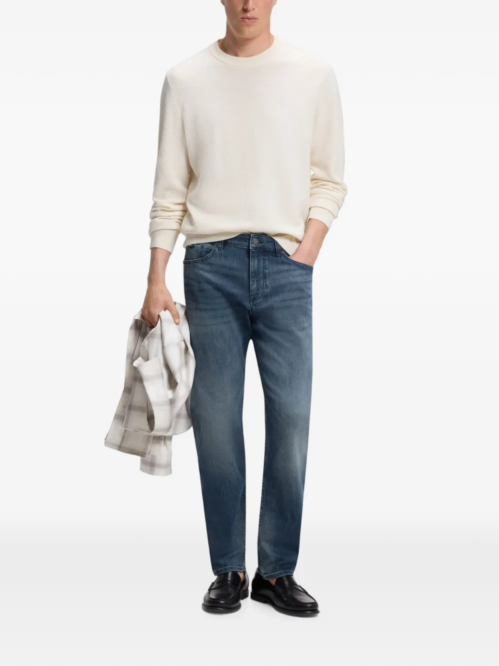 BOSS Regular-fit jeans van stretch denim Blauw