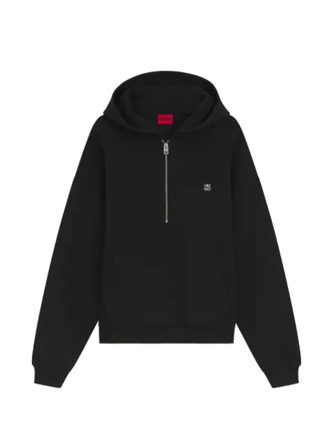HUGO hoodie con parche del logo y medio cierre