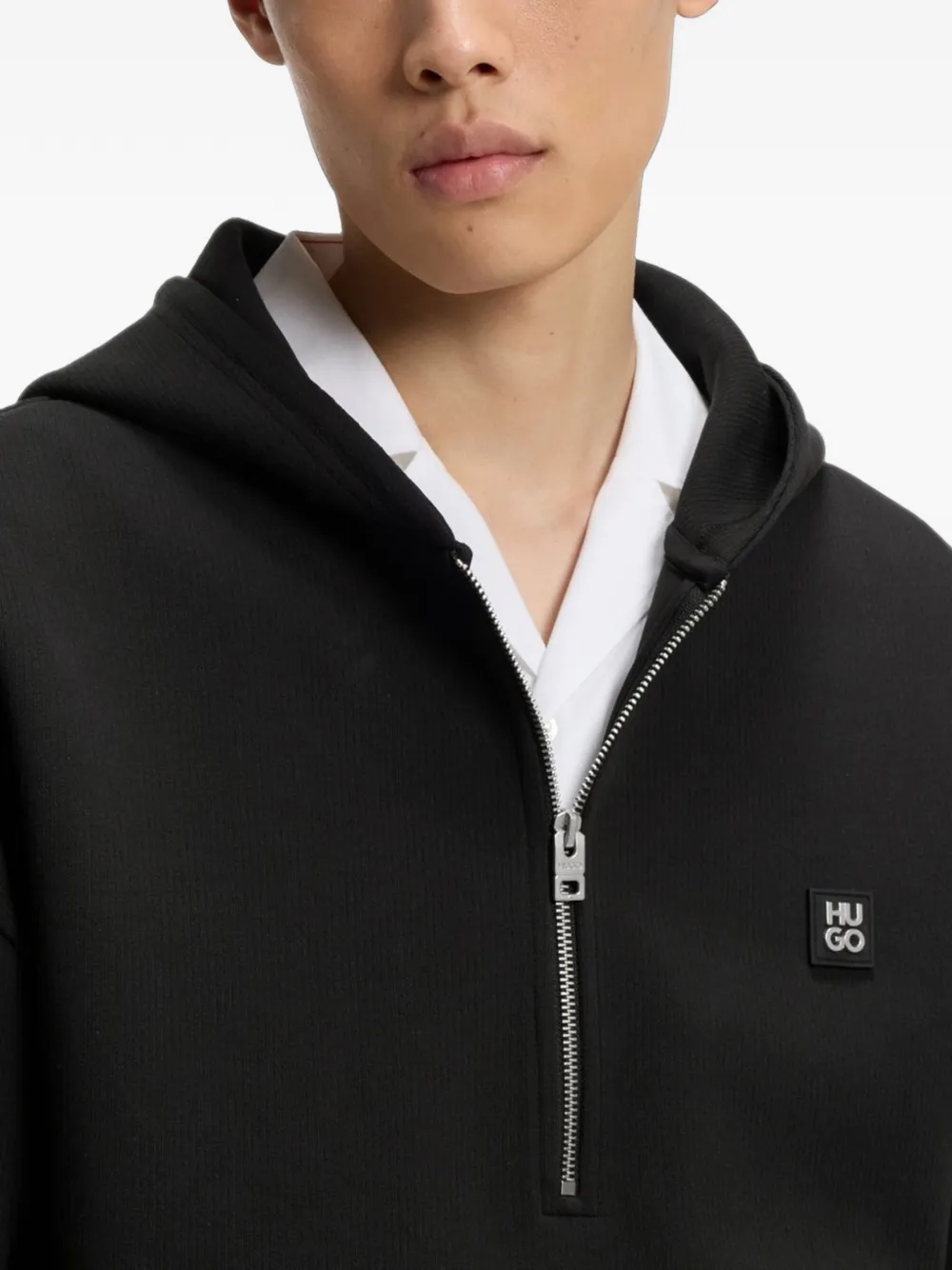 HUGO Hoodie met logopatch Zwart