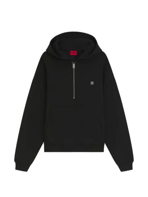 HUGO logo-patch half-zip hoodie