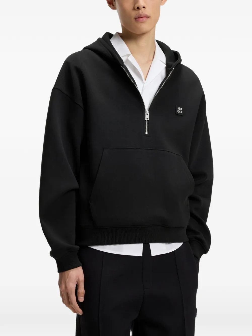HUGO Hoodie met logopatch Zwart