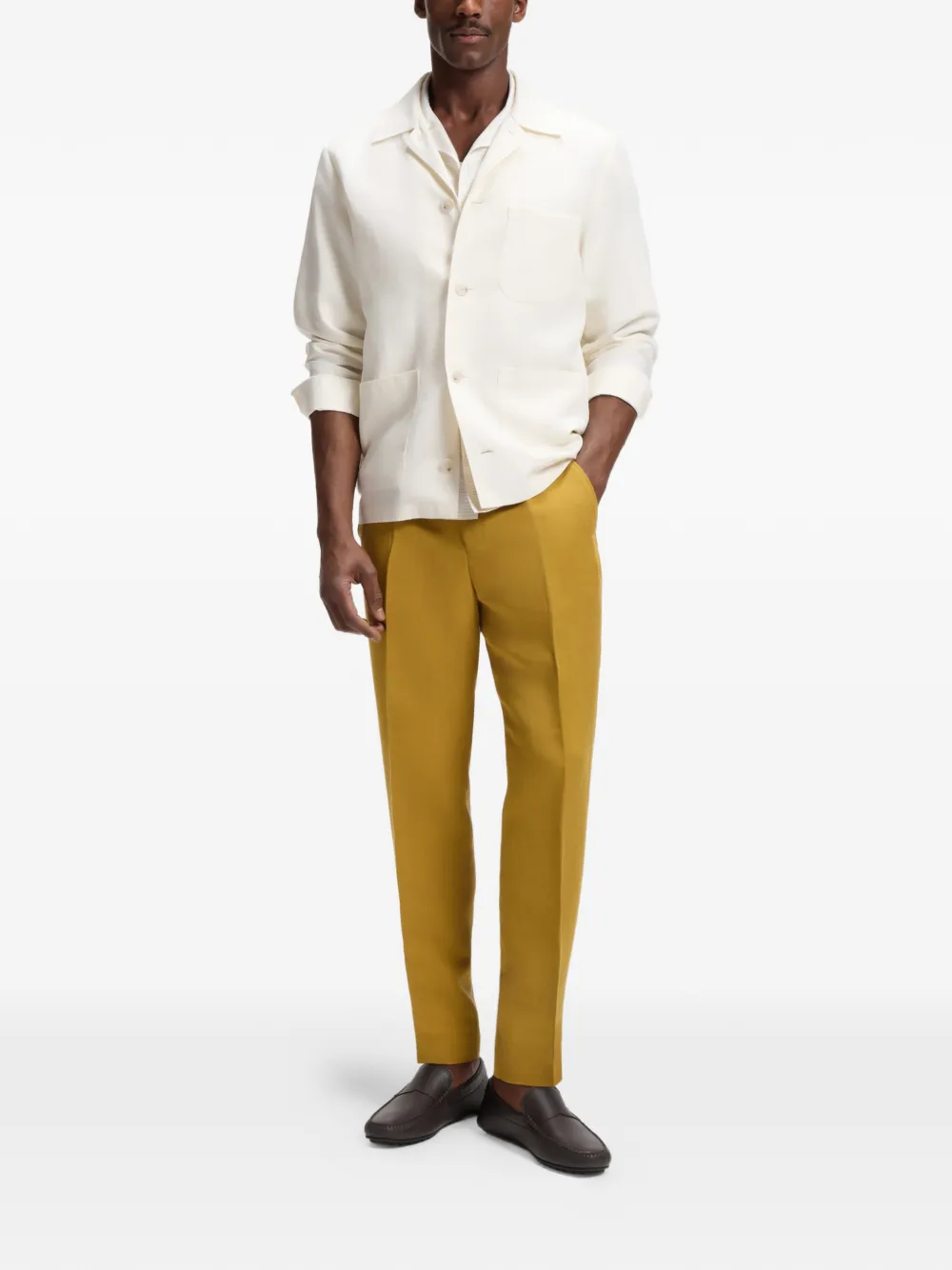 BOSS Leren loafers Bruin