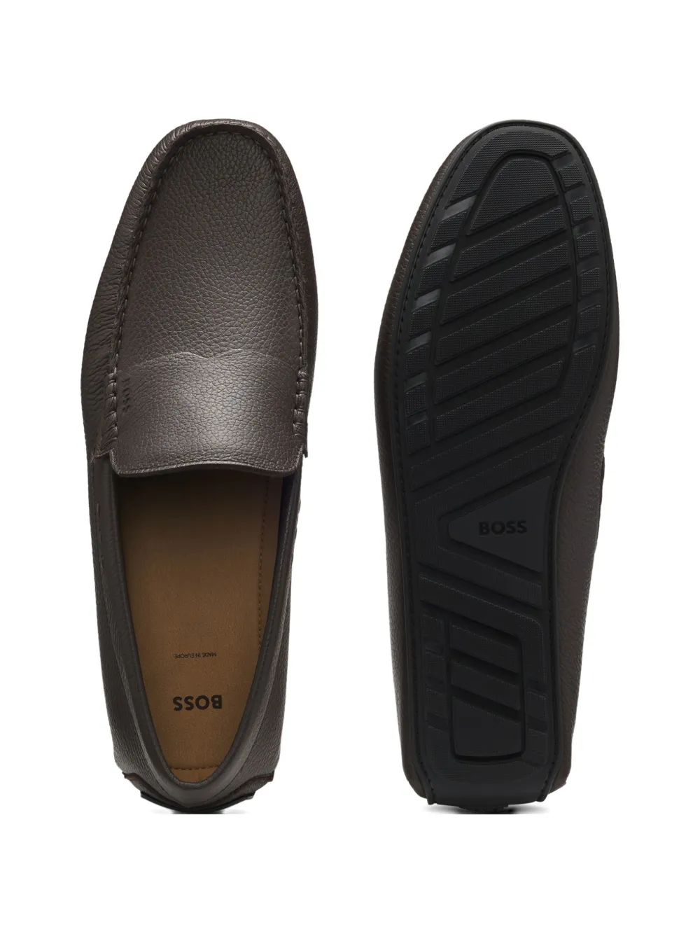 BOSS Leren loafers Bruin