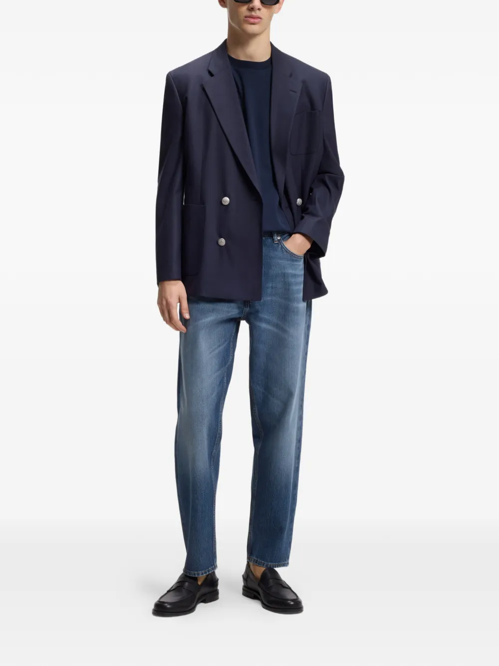 HUGO Jeans met vijf zakken Blauw