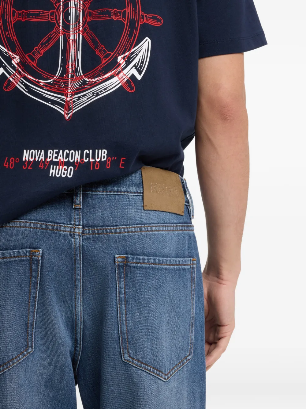 HUGO Jeans met vijf zakken Blauw