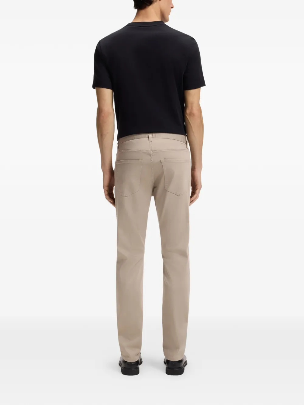 BOSS Delaware slim-fit broek van vervagingsbestendig twill Beige