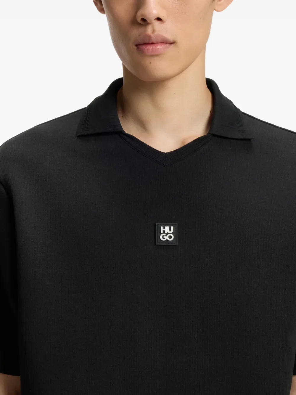 HUGO Poloshirt met logopatch Zwart