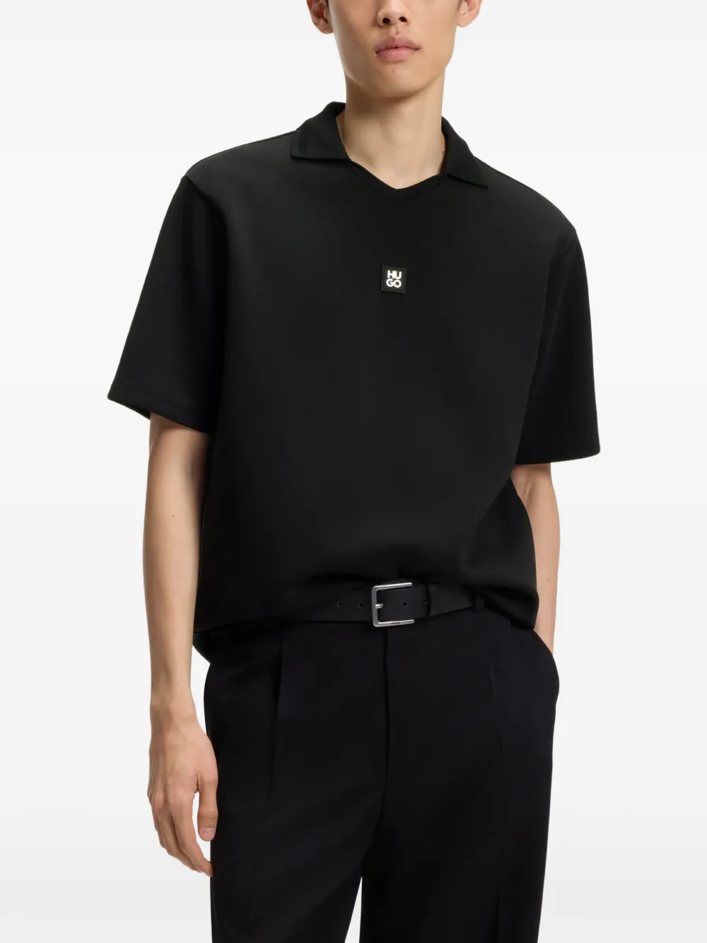 HUGO Poloshirt met logopatch Zwart