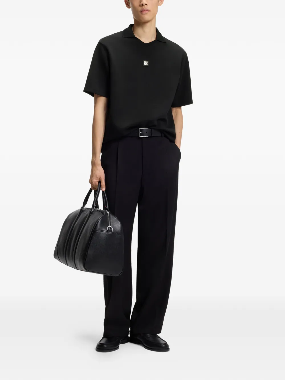 HUGO Poloshirt met logopatch Zwart