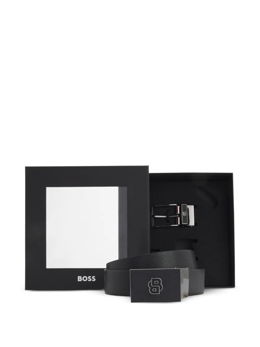 BOSS Omkeerbare leren riem Zwart
