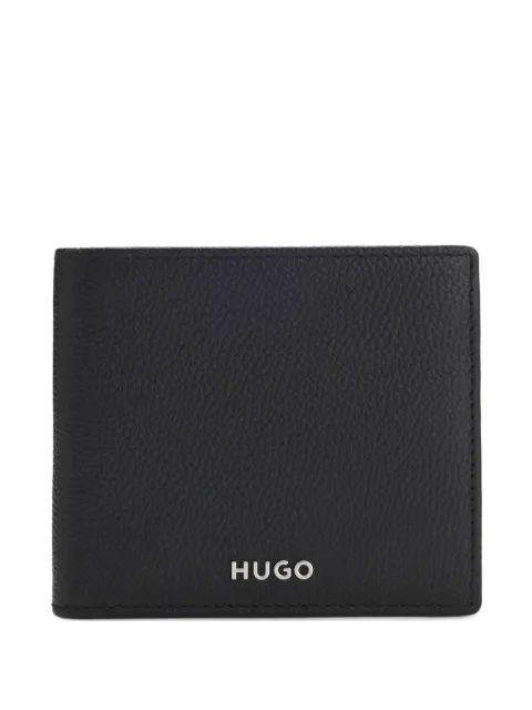 HUGO Carteira de couro granulado com logo
