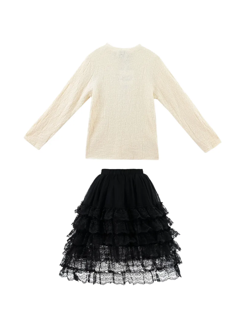 Sweet Cactus lace-trim skirt set - Nero