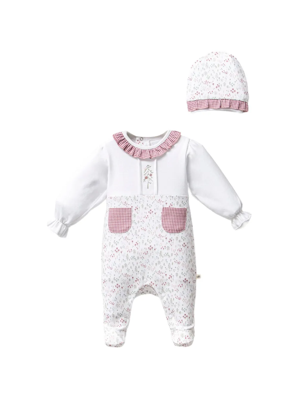 moi noi floral-print babygrow set - Weiß
