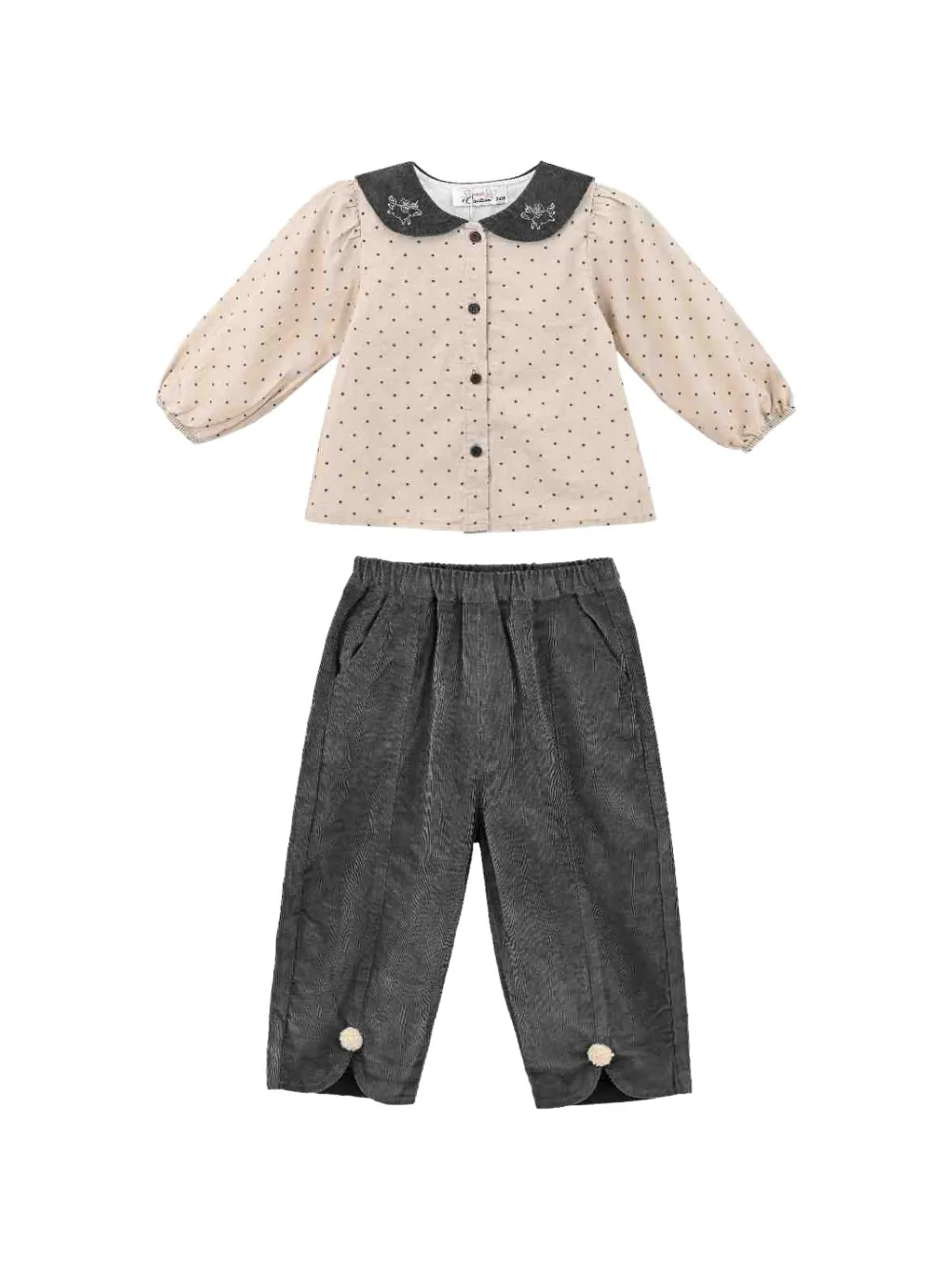 Sweet Cactus polka-dot corduroy set - Grau