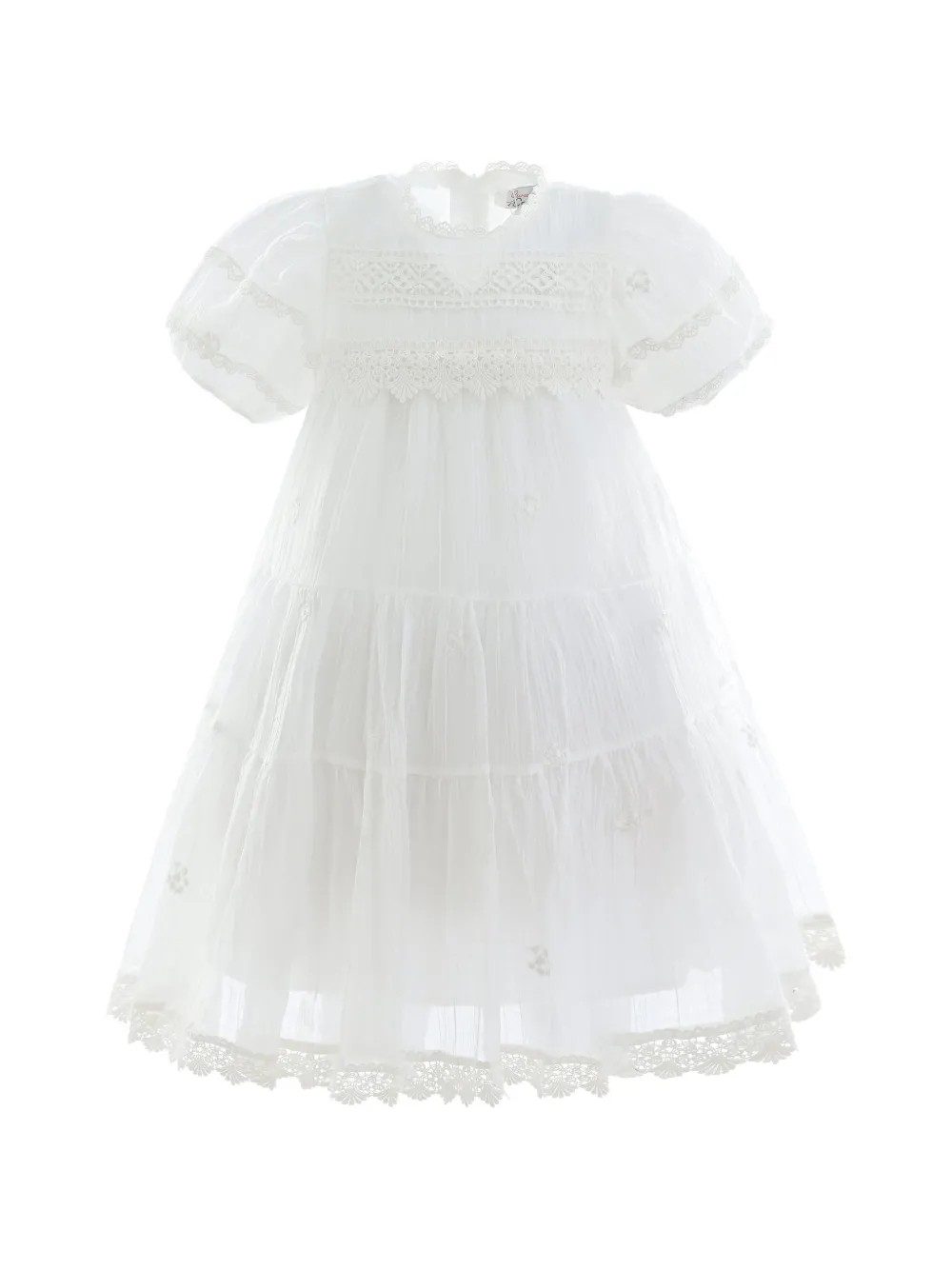 Sweet Cactus Bailey lace-trimmed tiered dress - Bianco