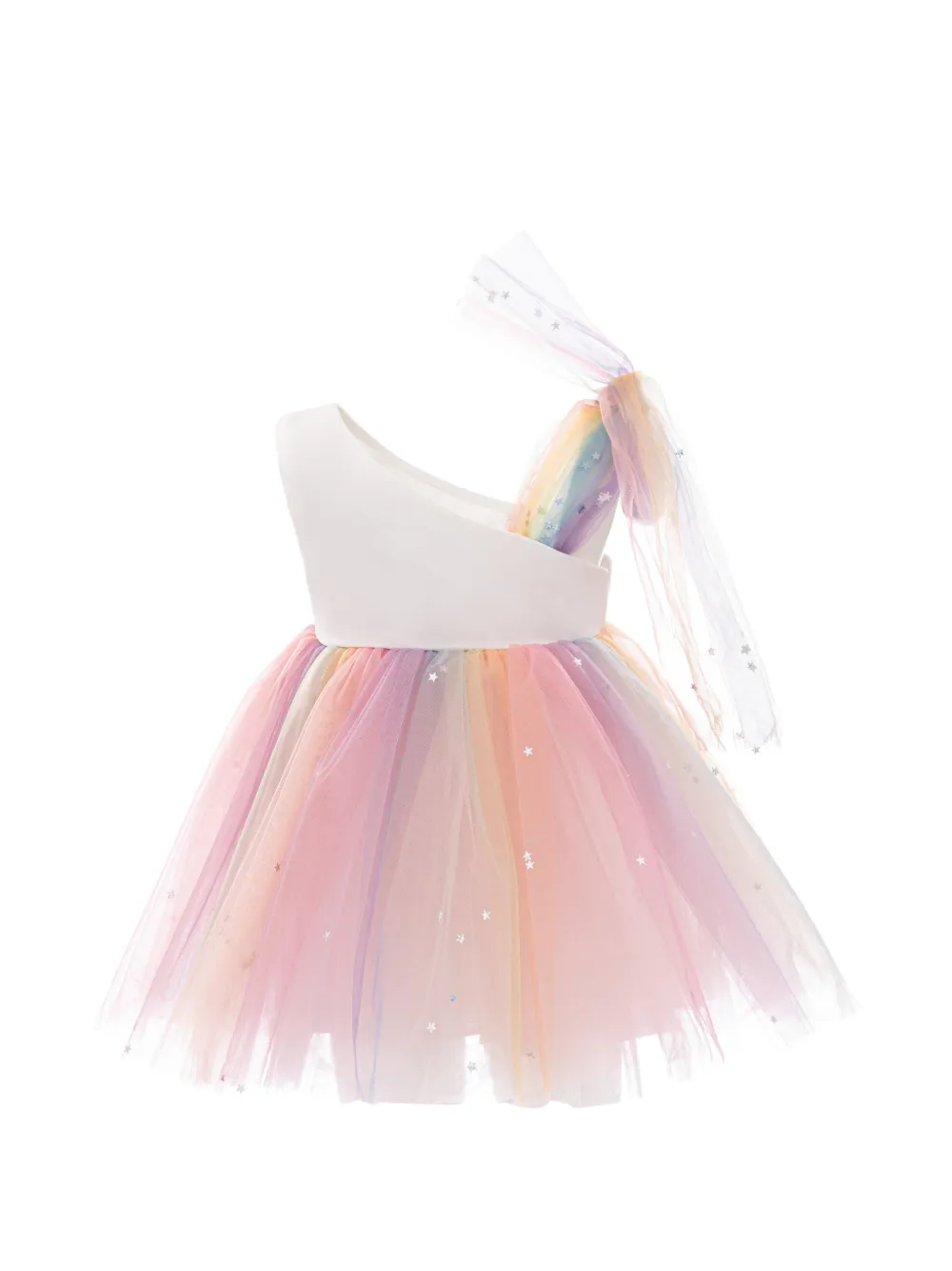Mimi Tutu one-shoulder star-embellished dress - Bianco