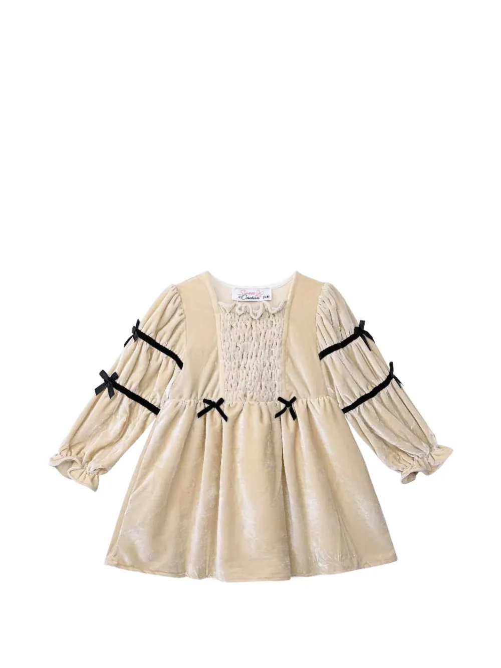 Sweet Cactus bow-detail smocked dress - Neutrals