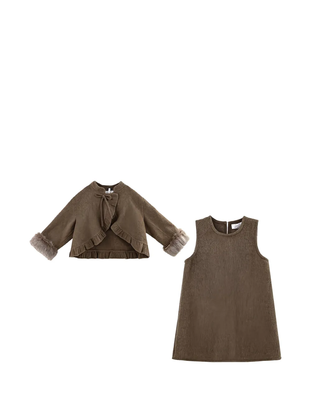 Sweet Cactus wool dress and jacket set - Brown