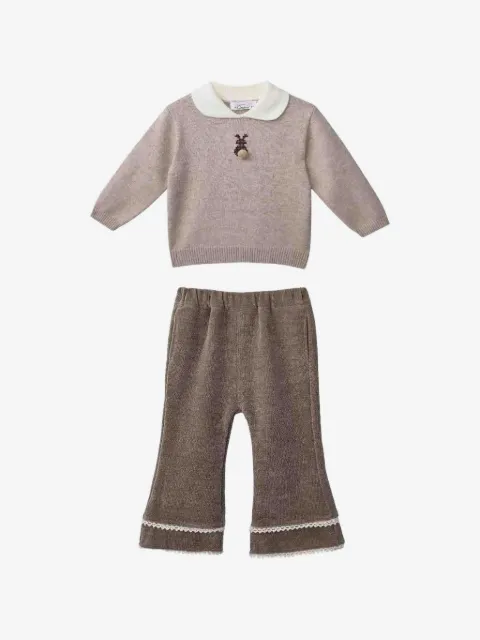 Sweet Cactus Peter Pan-collar sweater and trousers set