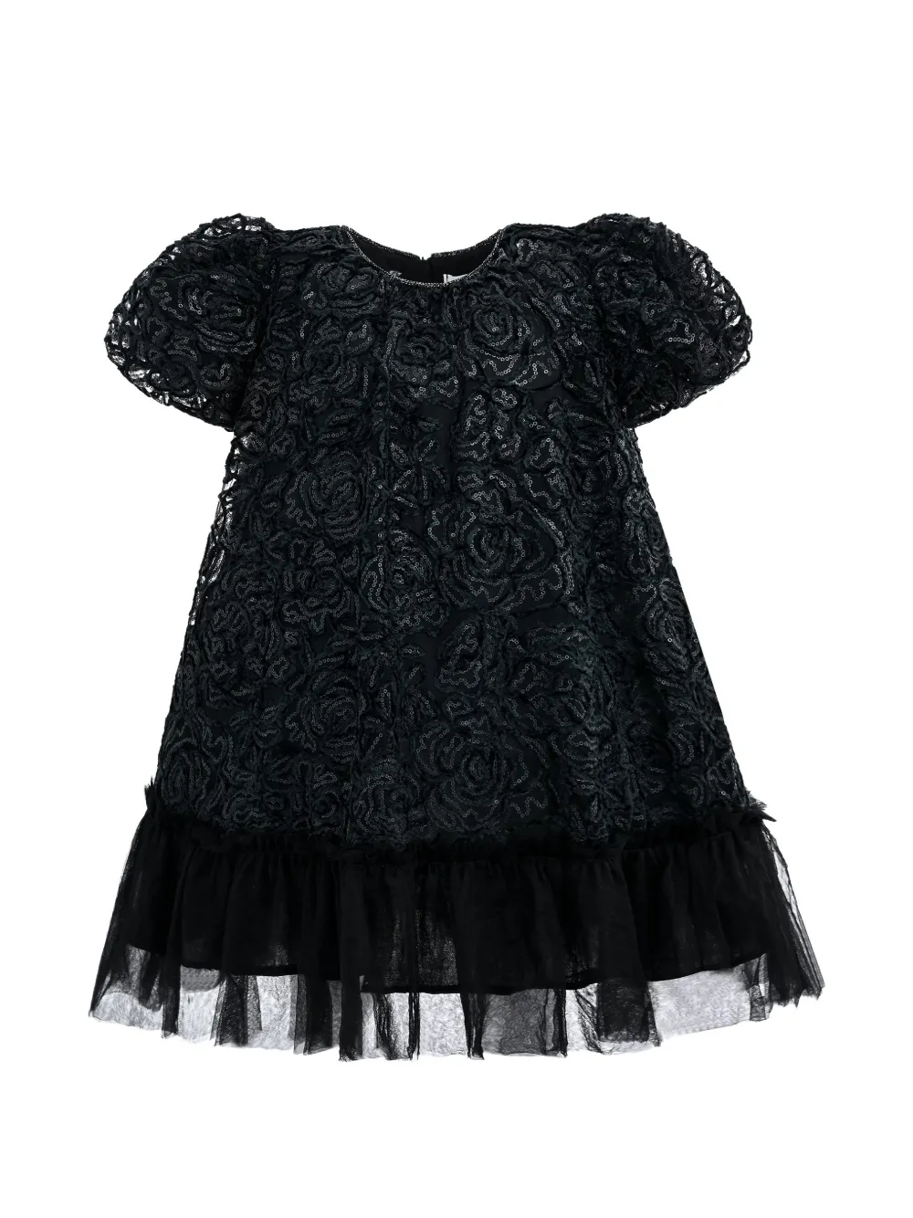 Sweet Cactus embroidered tulle-trim dress - Nero