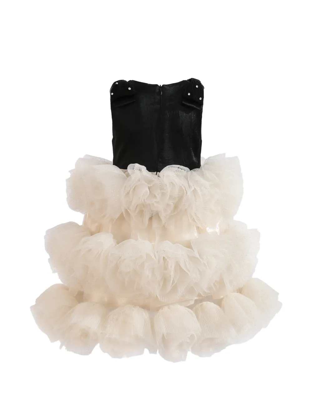 Tulleen Celestine jurk met ruches Beige