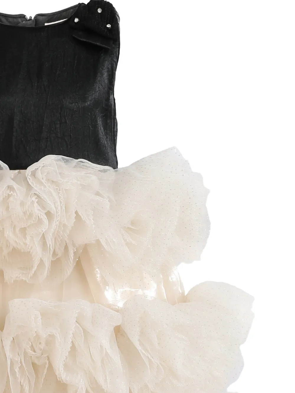 Tulleen Celestine jurk met ruches Beige