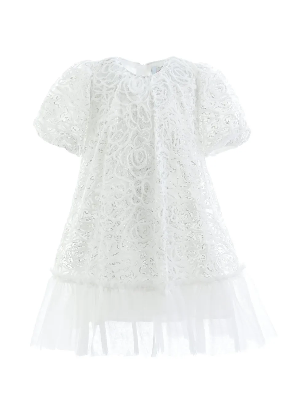 Sweet Cactus embroidered tulle-trim dress - Bianco