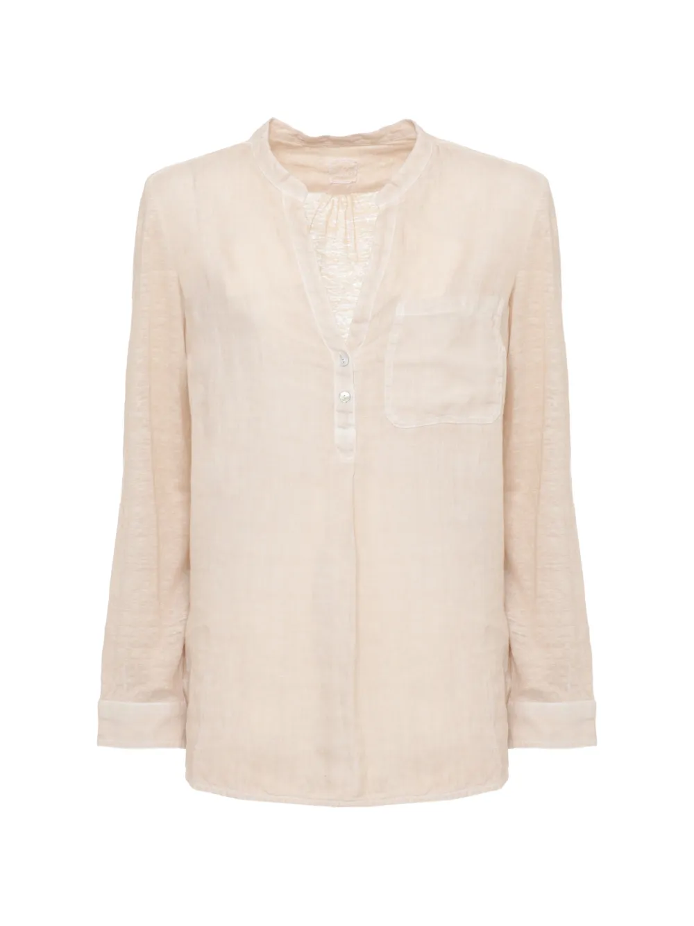 120% Lino chest-pocket long-sleeve shirt - Toni neutri