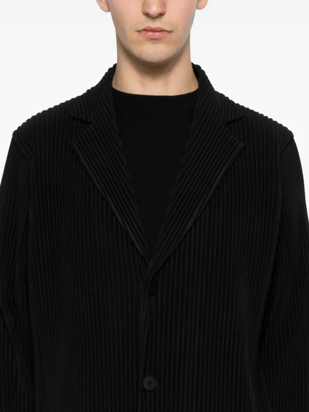 Homme Plissé Issey Miyake Jas met enkele rij knopen Zwart