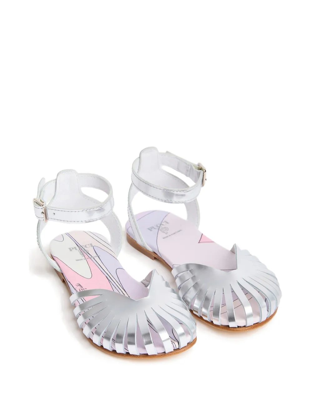 PUCCI Junior leather ballerina sandals - Argento