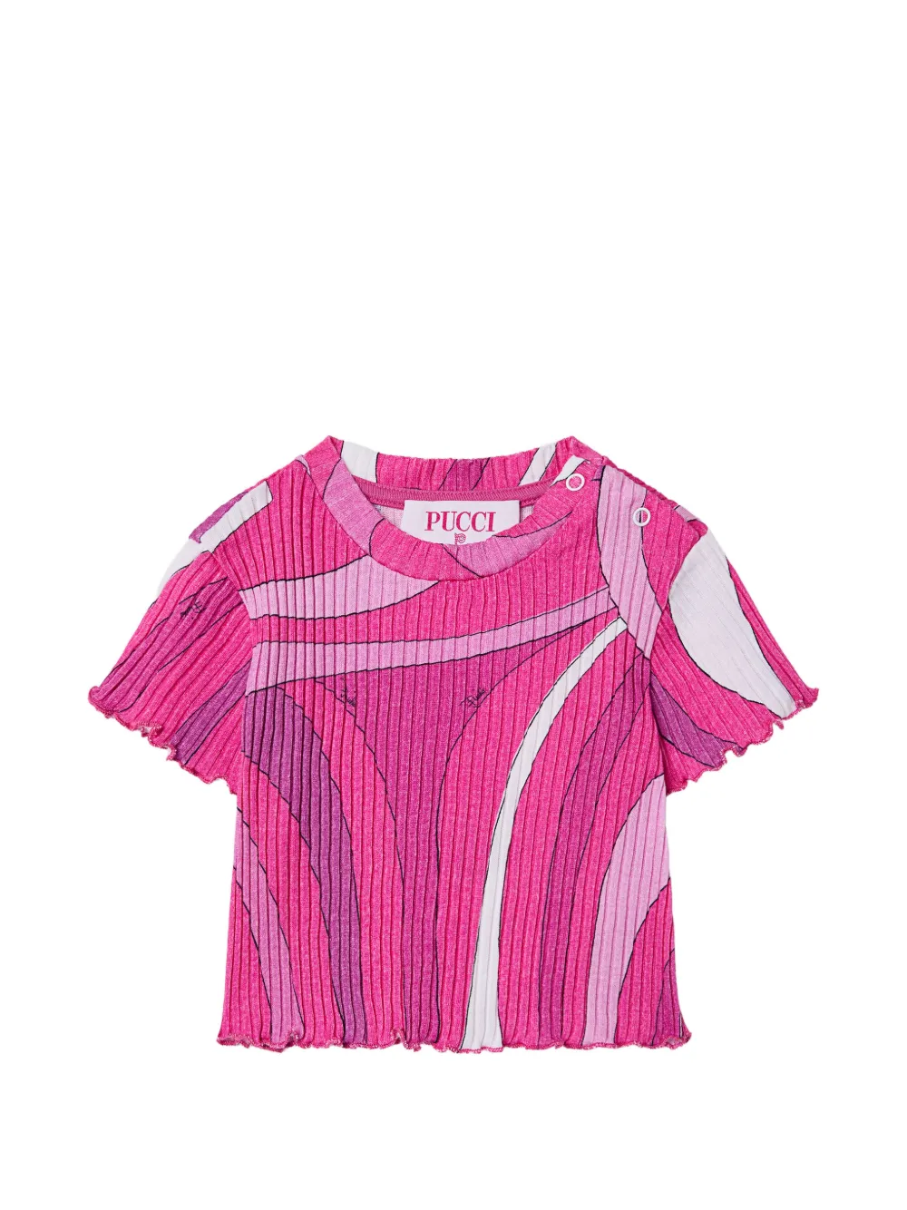 PUCCI Junior Marmo-print ribbed T-shirt - Rosa
