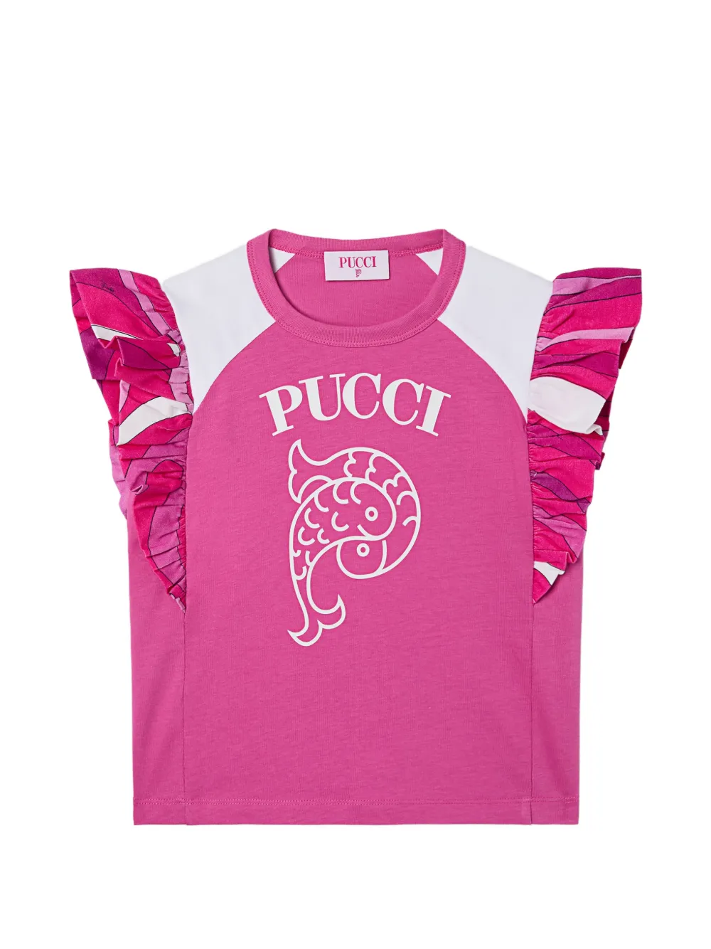 PUCCI Junior T-shirt with printed sleeves - Rosa