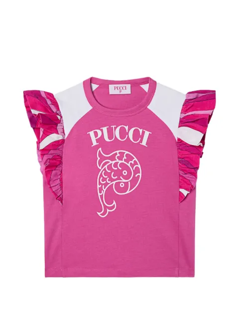 PUCCI Junior T-shirt with printed sleeves
