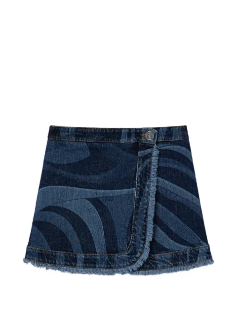 PUCCI Junior denim skirt with Marmo-print