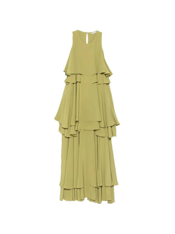 Ami Paris Tiered Ruffled Midi Dress in Green