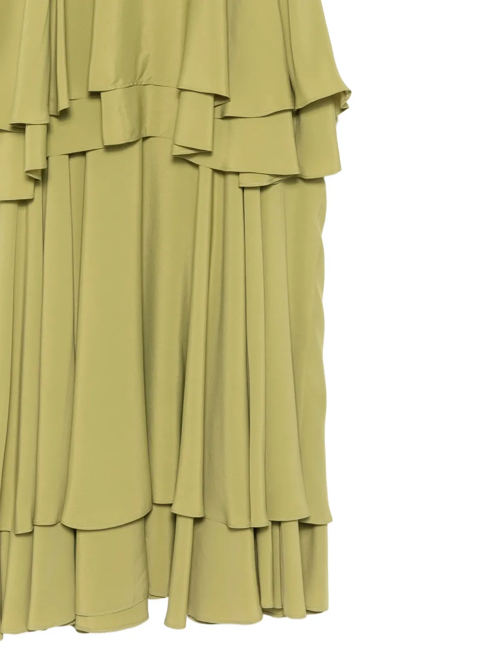 AMI Paris Gelaagde midi-jurk met ruches Groen