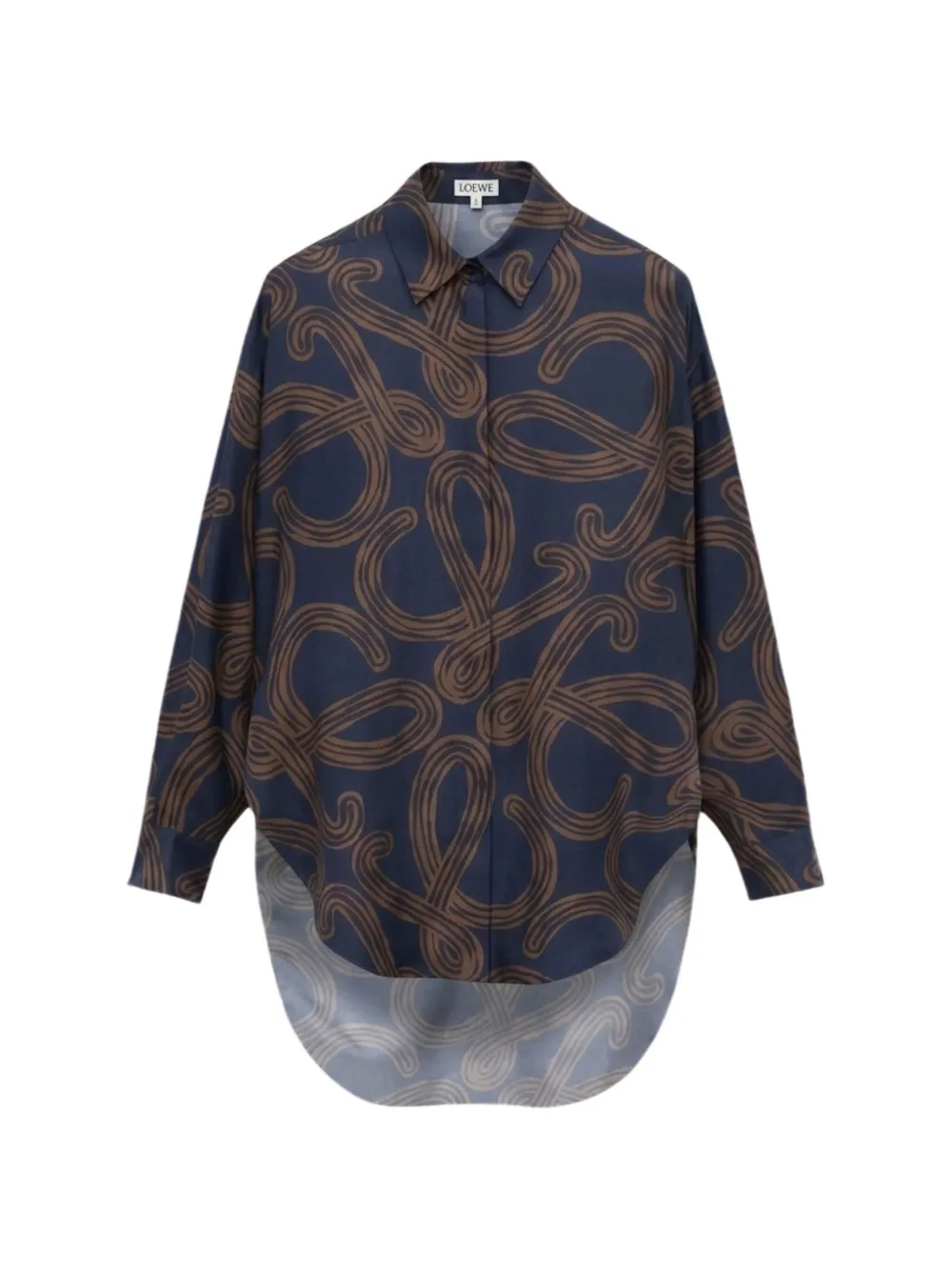 LOEWE anagram-print high-low shirt - Blu