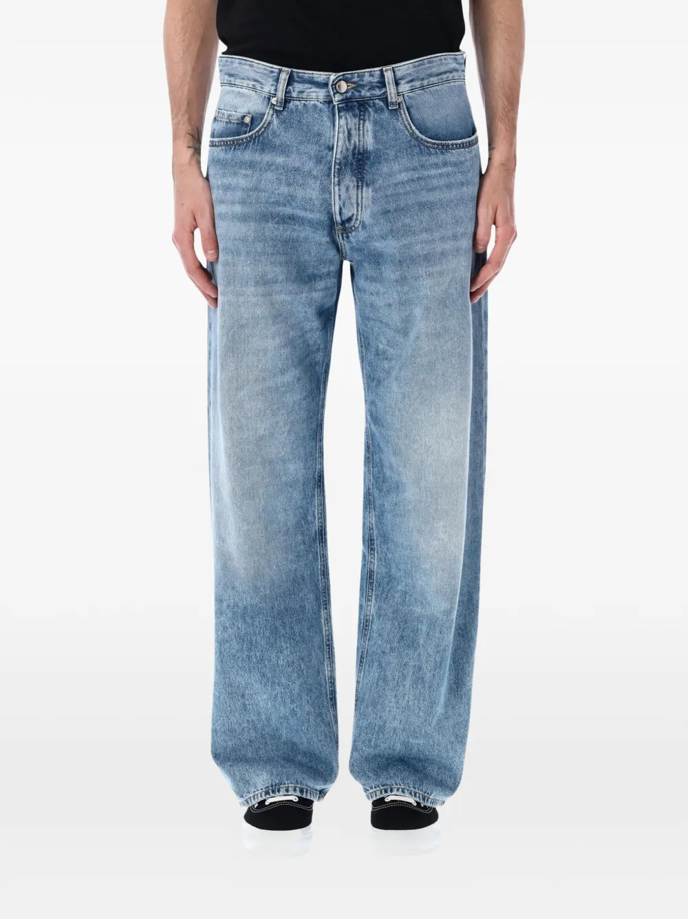 ICON DENIM Will star-embroidered washed jeans - Blu