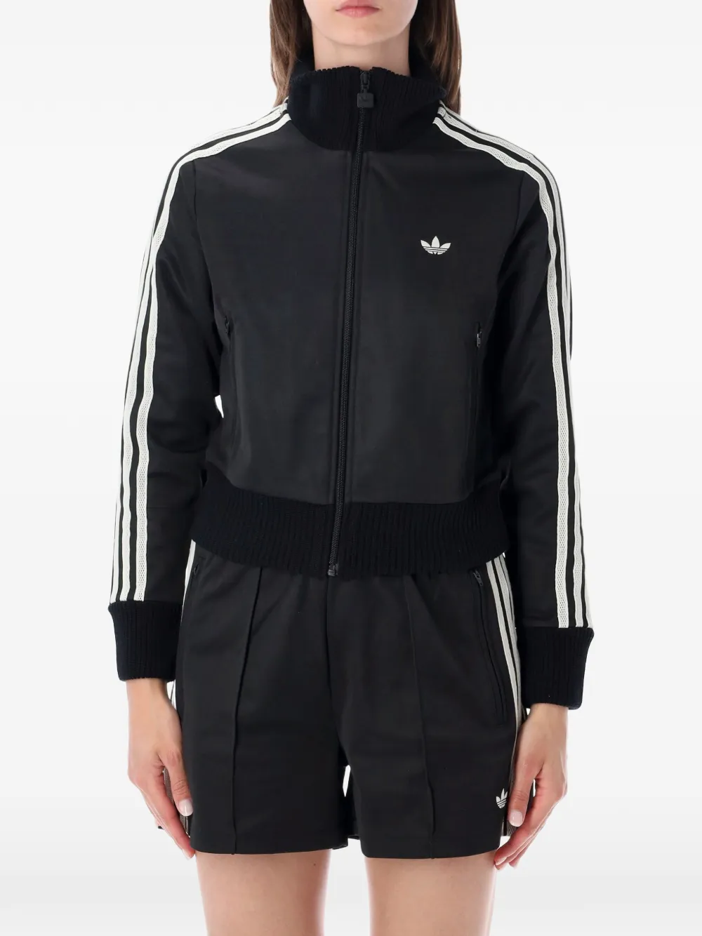 adidas logo-embroidered stripe-detail jacket - Nero