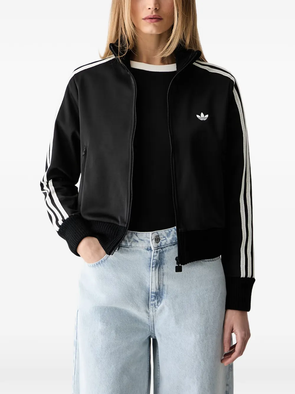 adidas Firebird track top with knitted crochet details