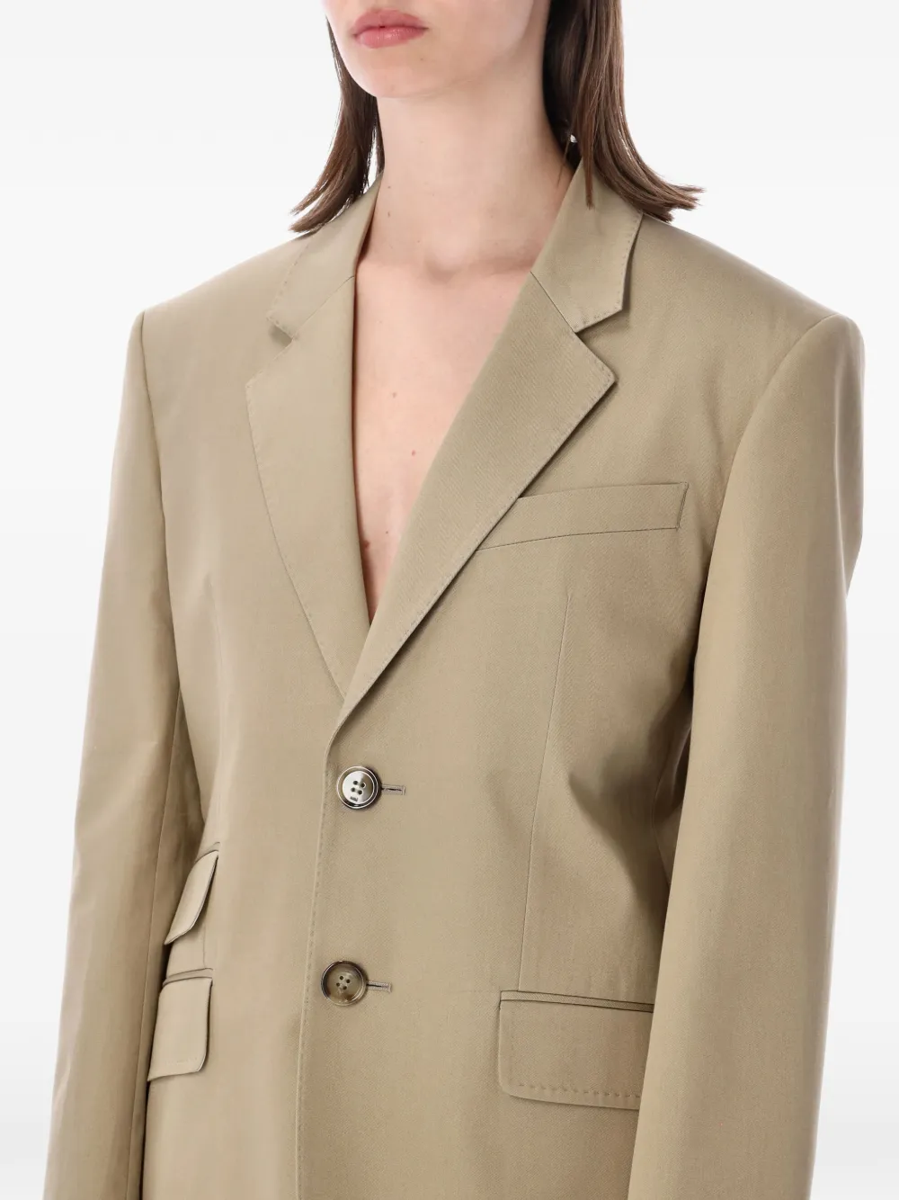 AMI Paris Blazer met enkele rij knopen en gekerfde revers Beige