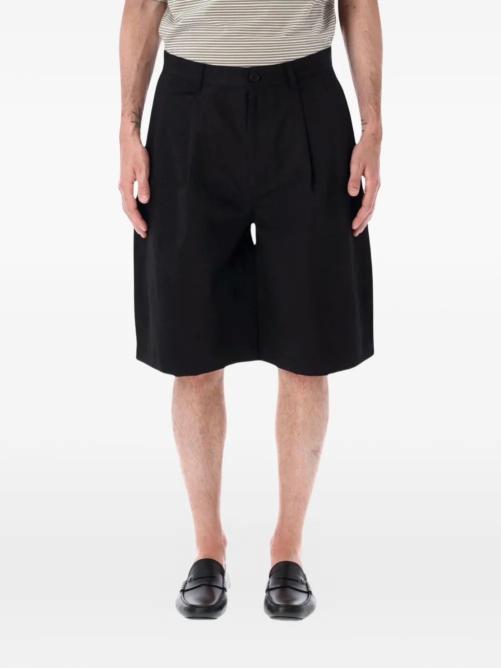 Still by Hand pleated wide-leg shorts - Nero