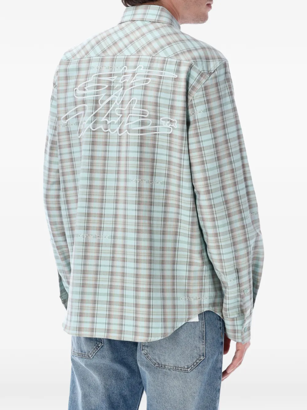  Off-white Chemise à Logo Brodé - Vert 
