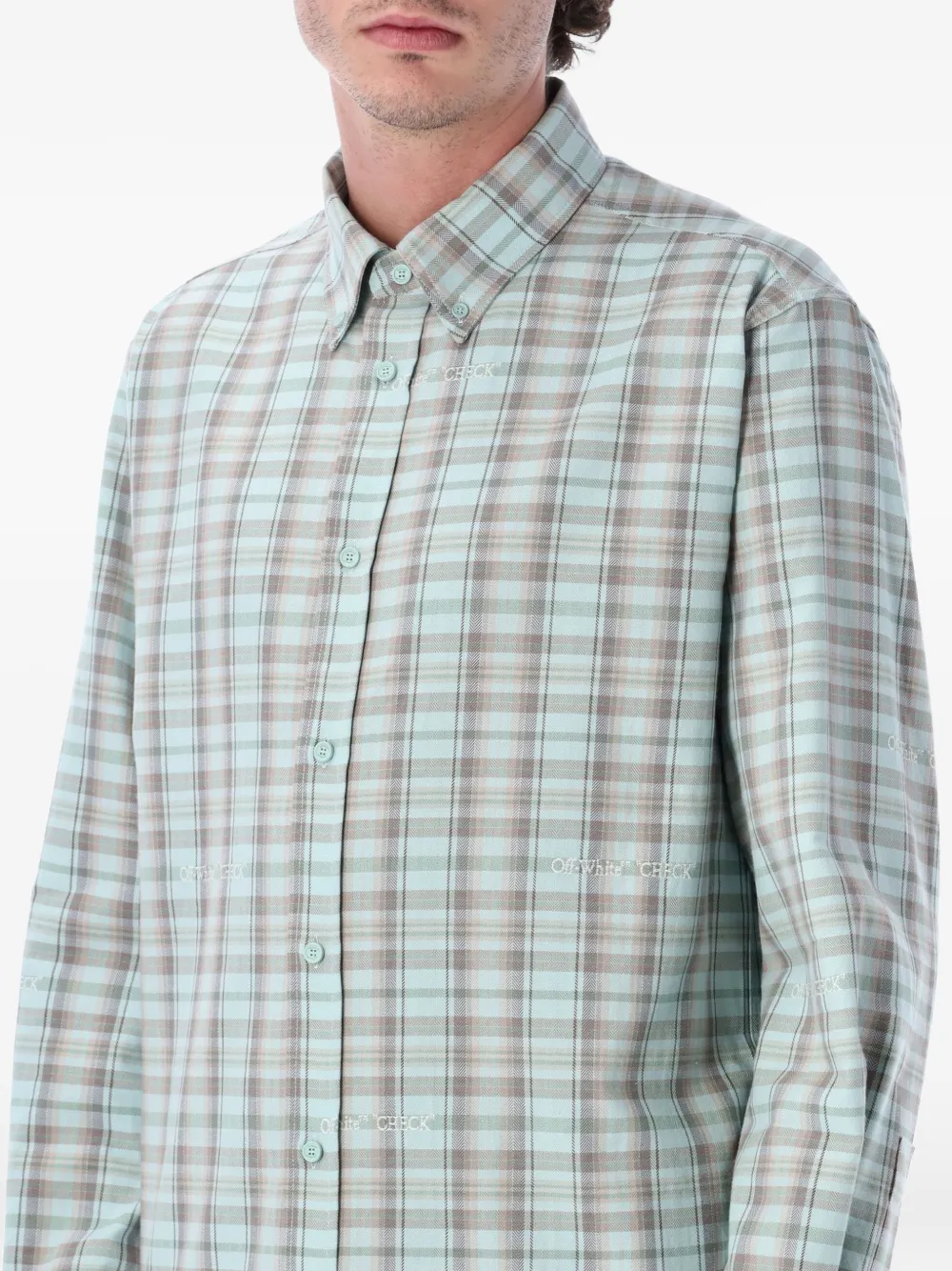  Off-white Chemise à Logo Brodé - Vert 