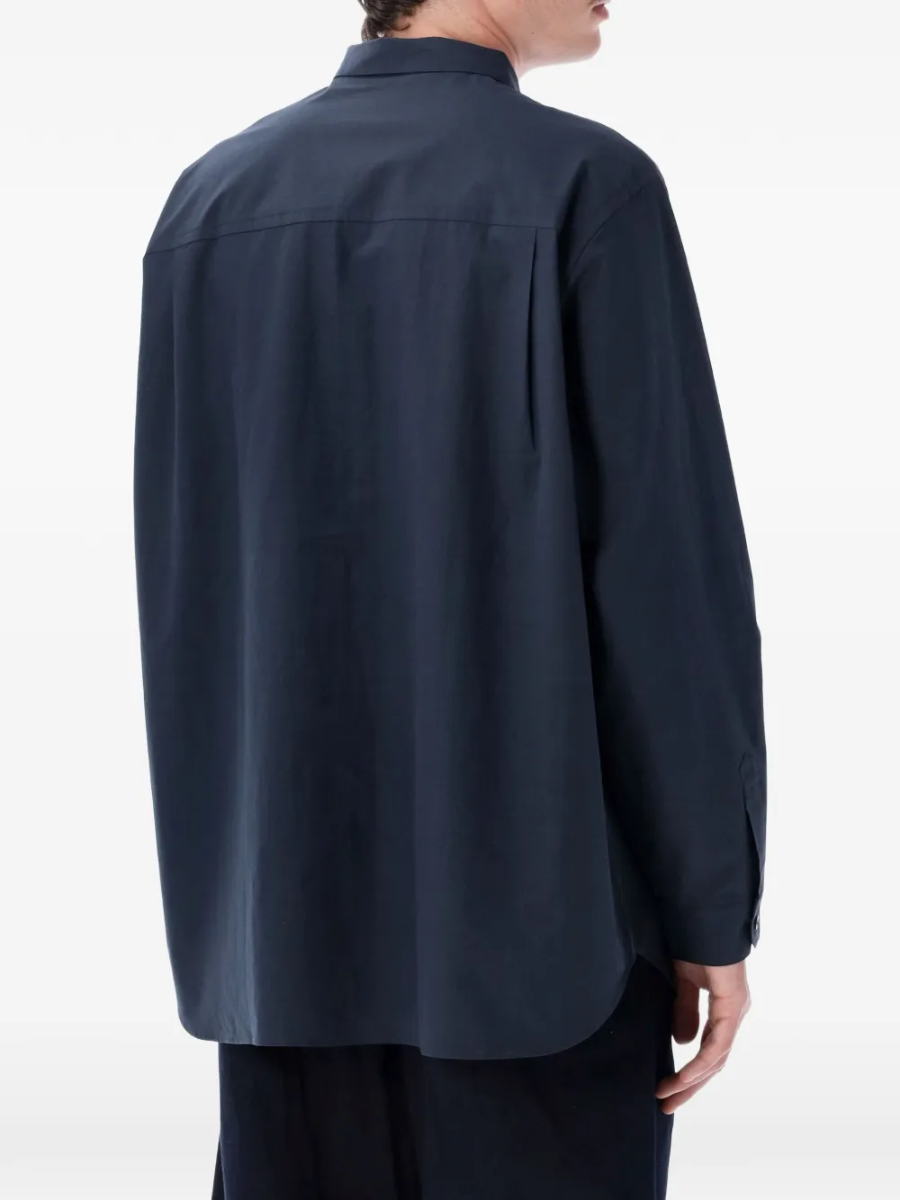 Still by Hand Overhemd met bandkraag en borstzak Blauw